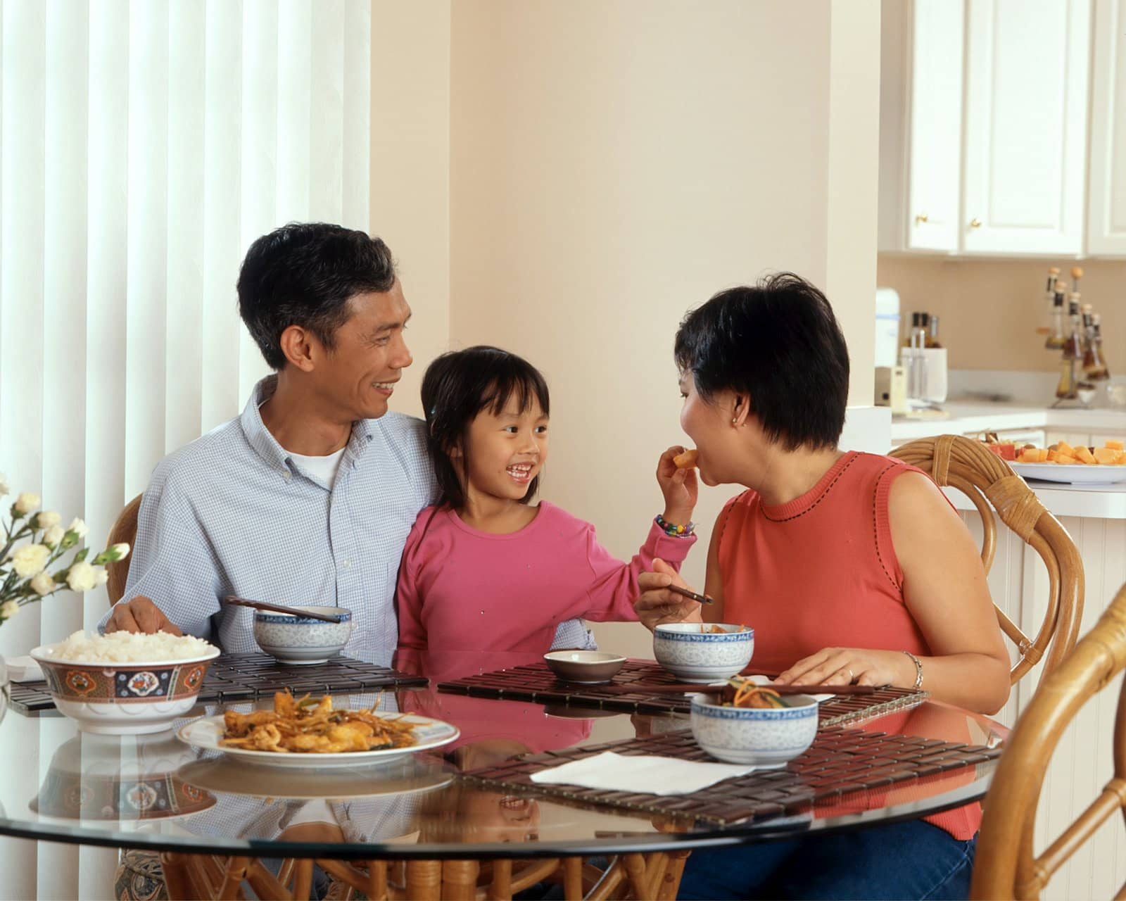 A family eating a meal together